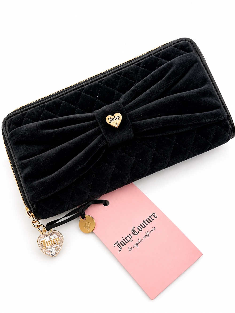 JUICY COUTURE Black Tied with a Bow Liquorice Large Zip Around Wallet